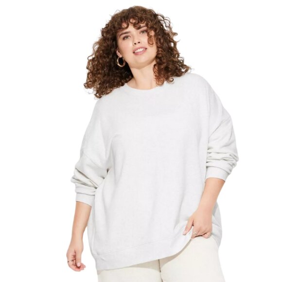 Wild Fable Women’s Oversized Sweatshirt Heather Gray Pullover Fleece XXL - Picture 2 of 3